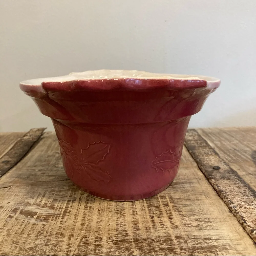 Vintage France Appolia Covered Casserole Dish Red Holly Berry Christmas Fall